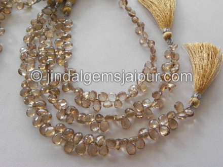 Coffee Quartz Faceted Pear Shape Beads